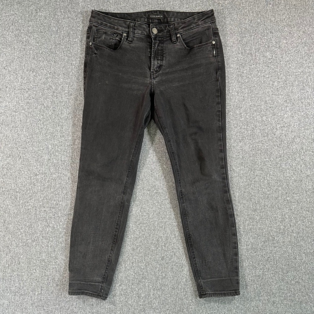 Silver Jeans Co Suki Skinny Womens W30 L27 Faded Black Mid Rise Denim Pants